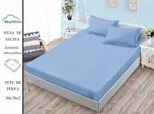 HUSA DE PAT CU ELASTIC CU 2 FETE DE PERNA DAMASC160X200 CM SHK16