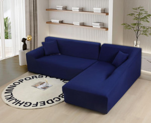 Husa Elastica Pentru Fotoliu / Canapea / Coltar Model Bleumarin Uni