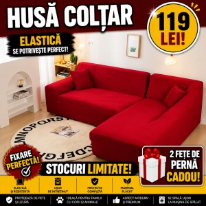 Husa Elastica Pentru Fotoliu / Canapea / Coltar Model Uni Rosu