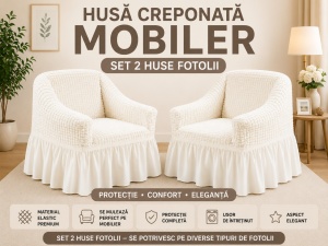 Set 2 Huse Creponate cu volanas Crem