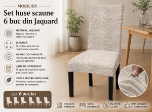 Set 6 Huse Scaune PremiumJaquard Crem - Img 2