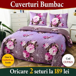 Set Cuvertura de Pat cu 2 Fete, 3 Piese, CUVS21 OFERTA 2 LA 189 LEI