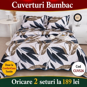 Set Cuvertura de Pat cu 2 Fete, 3 Piese, CUVS26 OFERTA 2 LA 189 LEI