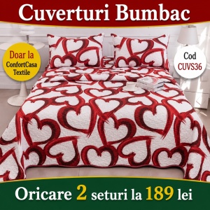 Set Cuvertura de Pat cu 2 Fete, 3 Piese, CUVS36 OFERTA 2 LA 189 LEI
