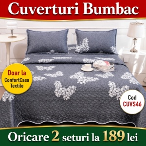Set Cuvertura de Pat cu 2 Fete, 3 Piese, CUVS46 OFERTA 2 LA 189 LEI