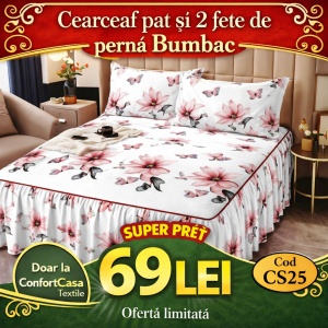 Cearceaf de pat si 2 fete de perne 160X200cm CS25