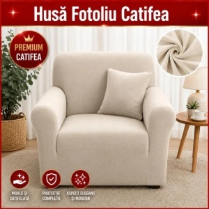 Husa Elastica Pentru Fotoliu Catifea Alb Murdar SCA16