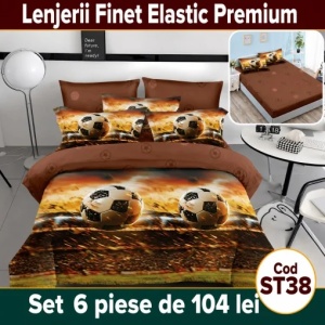 Lenjerie de pat finet 6 piese Premium cu Elastic ST38