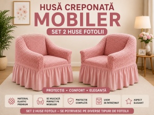Set 2 Huse Creponate cu volanas Roz