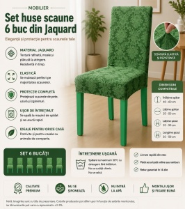 Set 6 Huse Scaune PremiumJaquard Verde - Img 2