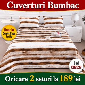 Set Cuvertura de Pat cu 2 Fete, 3 Piese, CUVS39 OFERTA 2 LA 189 LEI