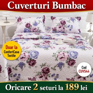 Set Cuvertura de Pat cu 2 Fete, 3 Piese, CUVS44 OFERTA 2 LA 189 LEI
