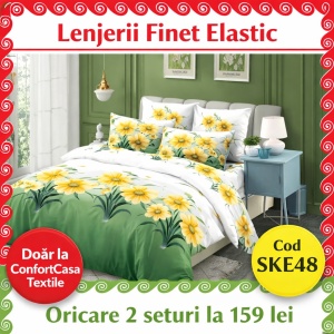 SET LENJERIE CU ELASTIC 140X200CM SKY HOME SKE48