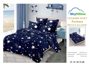 SET LENJERIE CU ELASTIC 140X200CM SKY HOME SKE49 - Img 2