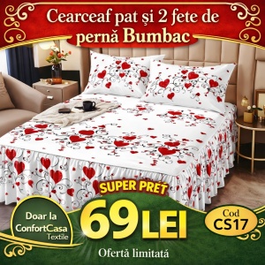 Cearceaf de pat si 2 fete de perne 160X200cm CS17