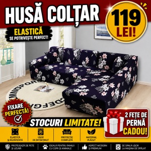 Husa Elastica Pentru Fotoliu / Canapea / Coltar Model Crini