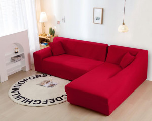 Husa Elastica Pentru Fotoliu / Canapea / Coltar Model Uni Rosu
