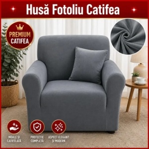 Husa Elastica Pentru Fotoliu Catifea Gri SCA17
