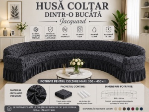Husă Jacquard Premium pentru Colțar Cenusiu