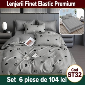 Lenjerie de pat finet 6 piese Premium cu Elastic ST32