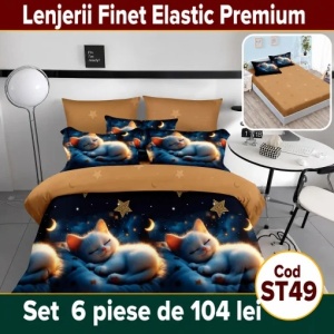 Lenjerie de pat finet 6 piese Premium cu Elastic ST49