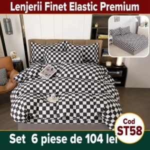 Lenjerie de pat finet 6 piese Premium cu Elastic ST58