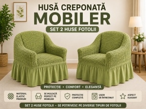 Set 2 Huse Creponate cu volanas Verde