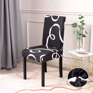 Set 4 Huse Scaune - Negru / Alb