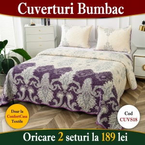 Set Cuvertura de Pat cu 2 Fete, 3 Piese, CUVS18 OFERTA 2 LA 189 LEI