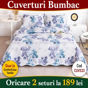 Set Cuvertura de Pat cu 2 Fete, 3 Piese, CUVS33 OFERTA 2 LA 189 LEI