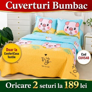 Set Cuvertura de Pat cu 2 Fete, 3 Piese, CUVS48 OFERTA 2 LA 189 LEI