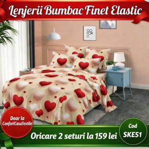 SET LENJERIE CU ELASTIC 140X200CM SKY HOME SKE51