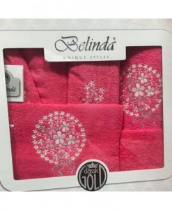 Set Prosoape si Halat din Bumbac 4 Piese Belinda Fucsia BLD 7