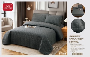 Cuvertura pat din Bumbac-In cu Husa cu elastic Cadou, 2 Persoane, 4Piese ESTN07