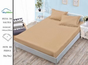 HUSA DE PAT CU ELASTIC CU 2 FETE DE PERNA DAMASC160X200 CM SHK18