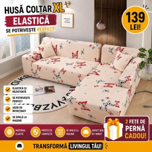 Husa Elastica Pentru Coltar Model Roz cu Fluturi XL