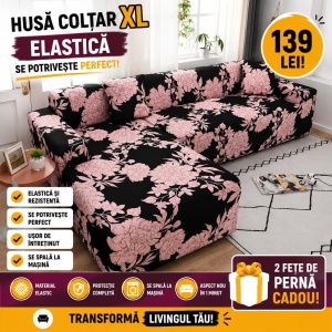 Husa Elastica Pentru Coltar Model Trandafiri Roz XL