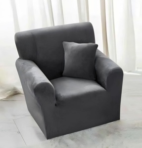 Husa Elastica Pentru Fotoliu Catifea Gri Inchis SCA19 - Img 2