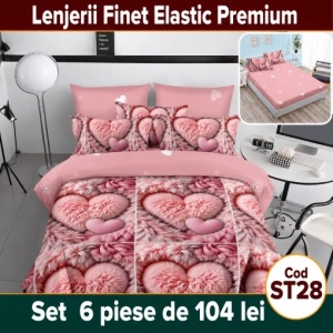 Lenjerie de pat finet 6 piese Premium cu Elastic ST28