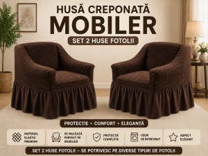 Set 2 Huse Creponate cu volanas Maro