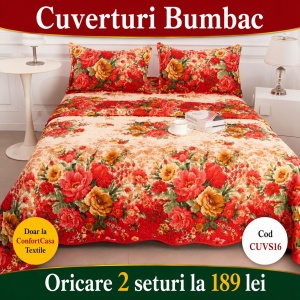 Set Cuvertura de Pat cu 2 Fete, 3 Piese, CUVS16 OFERTA 2 LA 189 LEI