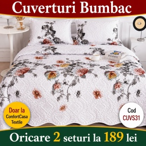 Set Cuvertura de Pat cu 2 Fete, 3 Piese, CUVS31 OFERTA 2 LA 189 LEI