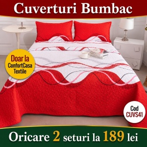 Set Cuvertura de Pat cu 2 Fete, 3 Piese, CUVS41 OFERTA 2 LA 189 LEI