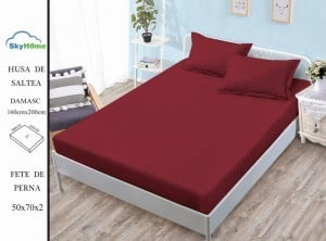 HUSA DE PAT CU ELASTIC CU 2 FETE DE PERNA DAMASC160X200 CM SHK26
