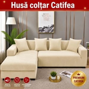 Husa Elastica Pentru Coltar Catifea Crem HSC02