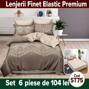 Lenjerie de pat finet 6 piese Premium cu Elastic ST75
