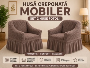 Set 2 Huse Creponate cu volanas Cappucino