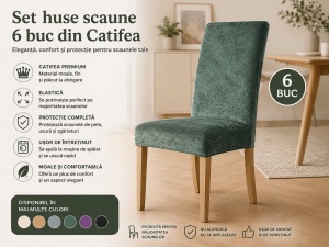 Set 6 Huse Scaune Catifea Plusata Verde