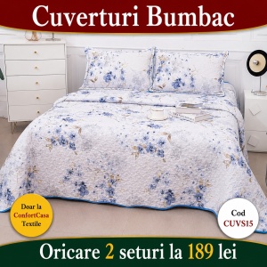 Set Cuvertura de Pat cu 2 Fete, 3 Piese, CUVS15 OFERTA 2 LA 189 LEI
