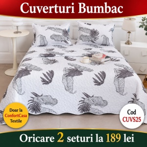 Set Cuvertura de Pat cu 2 Fete, 3 Piese, CUVS25 OFERTA 2 LA 189 LEI